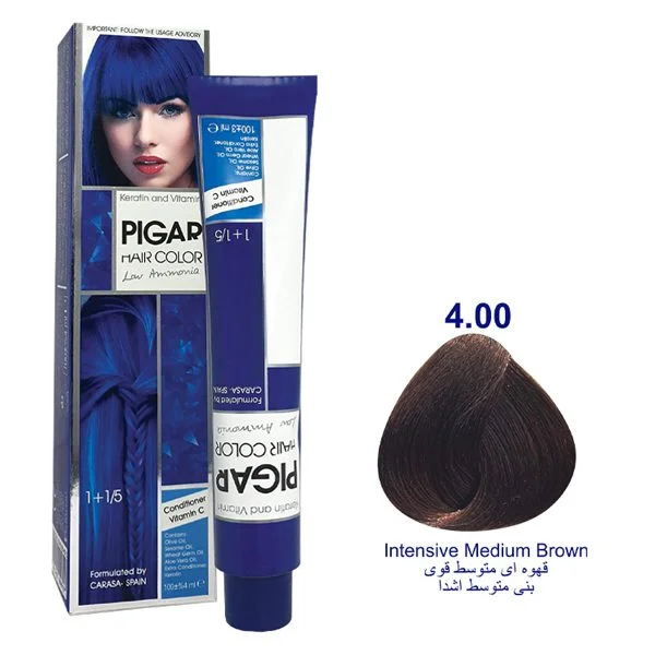 رنگ مو پیگار قهوه ای متوسط قوی 4.00 pigar