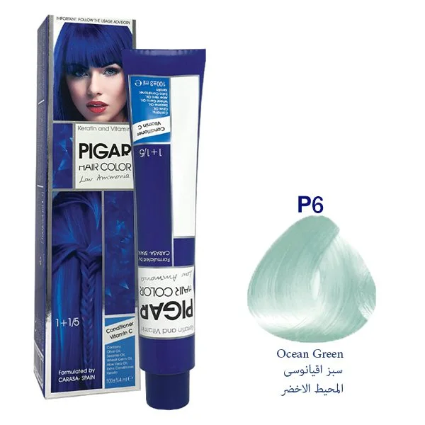رنگ مو پیگار سبز اقیانوسی شماره Pigar P6