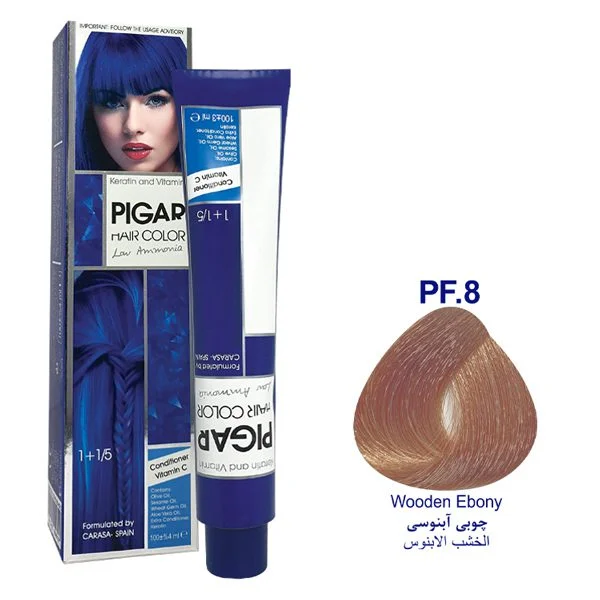 رنگ مو پیگار چوبی آبنوسی شماره Pigar PF.8
